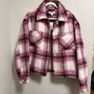 Plaid Pink and White Women's shacket